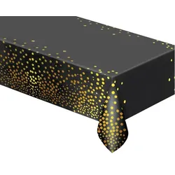 Tischdecke schwarz gold gepunktet Folie