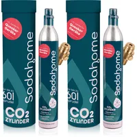 Sodahome 2x CO2 Zylinder für 60L Sprudelwasser - Kompatibel mit allen Quooker Geräten - Kohlensäure Zylinder zum Einschrauben für Sprudelwasser - geprüft & abgefüllt in Deutschland (2er Set)
