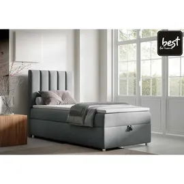 Best For Home Boxbett, Grau, Textil, Höhe ca. 18 cm, Rechteckig, 90x200 cm, Schlafzimmer, Betten, Boxspringbetten