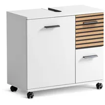 Schildmeyer Waschbeckenunterschrank Katta weiß matt/Akustikpaneel Optik, 65 x 32 x 60 cm