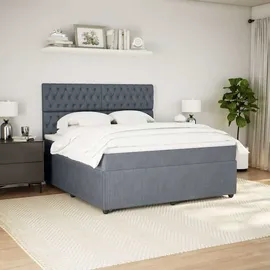 vidaXL Boxspringbett 180 x 200 cm Dunkelgrau