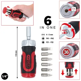 KS Tools 1/4" 6 in 1 Mini-Ratschen-Bit-Schraubendreher