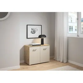 Rauch Kommode RAUCH "Gamma", eiche artisan, beige (champagner), B:80cm H:61cm T:42cm, Holzwerkstoff, Sideboards, Kommode, mit 2 Türen, verstellbaren Böden und viel Stauraum MADE IN GERMANY