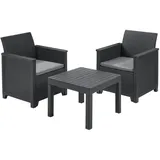 KETER Set 2 Sessel + offener Couchtisch emma balcony Graphit