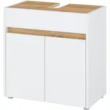 furn.design Waschbeckenunterschrank weiß und Eiche Wotan Holz, Nachbildung, 60x62x34 cm Center