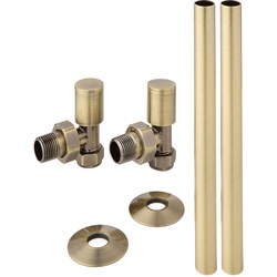 Modernes Winkelventilset & Rohrverbindungen 15mm, dunkel gebürstetem Messing - Hudson Reed