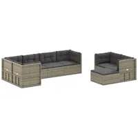 vidaXL 8-tlg Garten-Lounge-Set mit Kissen Grau Poly Rattan Modell 51