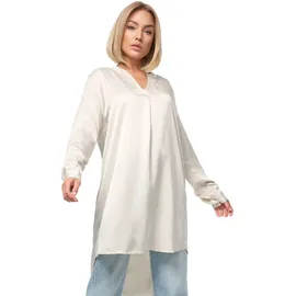 pm selected Elegante Satin Light Oversize Business Long Bluse Beige Einheitsgröße