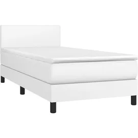 vidaXL Boxspringbett mit Matratze Weiß 90x200 cm Kunstleder