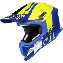 Just1 J12 Syncro Carbon Motocross Helm, gelb-blau, Größe L