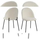 SIT Möbel Tom Tailor Stuhl 2er-Set | T-Bouclé Pad Chair | gepolstert beige| Beine Metall schwarz | B57xT54xH52cm |02412-03 |Serie SIT&CHAIRS