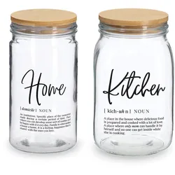 Vorratsglas ZELLER PRESENT "HOME & KITCHEN", braun (transparent, bambus), Glas, Bambus, Lebensmittelaufbewahrungsbehälter, luftdicht verschließbar