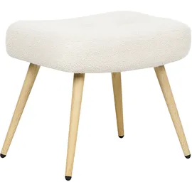 Beliani Ohrensessel VEJLE Bouclé 70 x 100 x 80 cm Cremeweiß mit Hocker