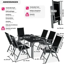 Tectake Aluminium Set 7-tlg. dunkelgrau