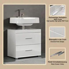WELLTIME Waschbeckenunterschrank WELLTIME "Avena", weiß, B:60cm H:56cm T:34cm, Holzwerkstoff, MDF, Schränke, Waschbeckenunterschrank, Waschtisch mit 2 Schubkästen – (B/T/H) 60/34/56 cm