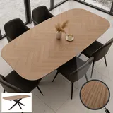 Mendler Esszimmertisch HWC-O56, Tisch Esstisch, MDF Metall 200x100cm ~ helle Eiche-Optik