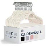 Blumtal Kleiderbügel 50 Stück - Kleiderbügel Samt 360° drehbar und belastbar - Kleiderbügel platzsparend und rutschfest - Kleiderbügel Weiß mit Samtbezug - Samtbügel/Velvet Hangers - Hemdenbügel Weiß