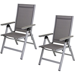 2x Alu Klappstuhl Gartenstuhl Aluminium Campingstuhl Hochlehner Set grau