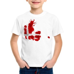 style3 Print-Shirt Kinder T-Shirt Flagge Dänemark Fußball Sport Denmark WM EM Fahne weiß 140
