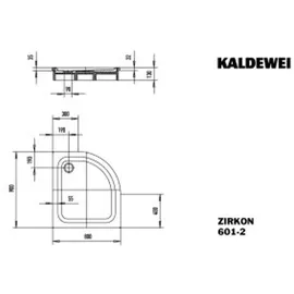 Kaldewei ZIRKON Viertelkreis-Duschwanne, 456648040676, 601-2