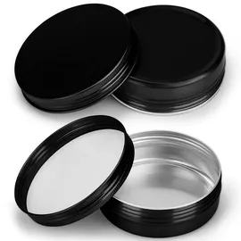 Belle Vous 24 Stk 114 ml Runde Aluminium Döschen - Schwarze Metalldosen mit Deckel und Schraubverschluss - Kleine Dosen zum Befüllen für Reisen - Schwarz