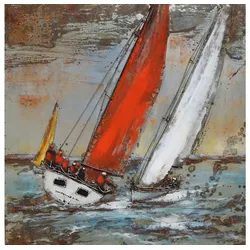 3D-Metallbild - Motiv: Segelboote - 100 x 100cm