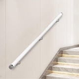 Holz Handläufe für Treppen, Rutschfeste Indoor-Treppen Weiß Handlauf, Wandmontage Handlauf Mit stabilem Metallbügel, Barrierefreie Treppe Haltegriff für ältere Menschen (White, 380cm)
