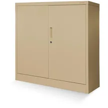 Jan Nowak Kleiner Aktenschrank C001B Büroschrank Metallschrank Aufbewahrungsschrank 2 Verstellbare Fachböden Pulverbeschichtet Abschließbar 92,5 cm x 90 cm x 40 cm (Beige)
