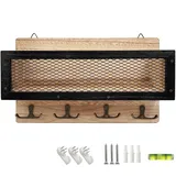 Post- und Schlüsselhalter für Wand dekorativ, Holz Wand Schlüssel Rack Organizer mit 4 Doppel Schlüssel Haken, Wand Mount Schlüssel Aufhänger für Eingang, Lagerung, Wohnzimmer, Flur, Küche (Wood)