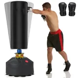 COSTWAY Freistehender Boxsack, 173cm Standboxsack mit Boxhandschuhen & Saugfuß, Kickboxsack Boxing Trainer MMA für Kinder Erwachsene