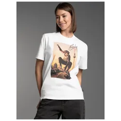 T-Shirt TRIGEMA "TRIGEMA T-Shirt trigema Affe Charly Skateboard", Damen, Gr. S, weiß, 100% Baumwolle, Basic, Shirts