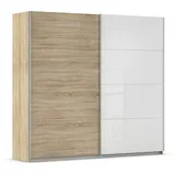 Rauch Schwebetürenschrank Quadra 226 x 230 x 62 cm Eiche/Glas Weiß