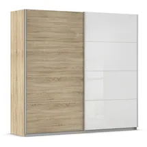 Rauch Schwebetürenschrank Quadra 226 x 230 x 62 cm Eiche/Glas Weiß