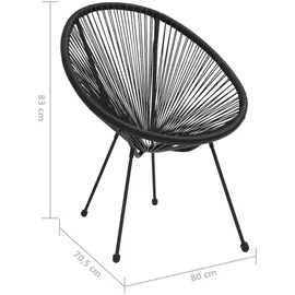 vidaXL Moon Rattan Gartenstühle 80 x 70,5 x 83 cm schwarz 2 St.