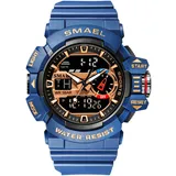 SMAEL Herren Sportuhr 50 M Wasserdicht Analog Quarz GroßEs Zifferblatt Digitaluhr, Led Backlight Multifunction Militä Armbanduhr, Wecker Stoppuhr Chronograph Uhren,Dark blue