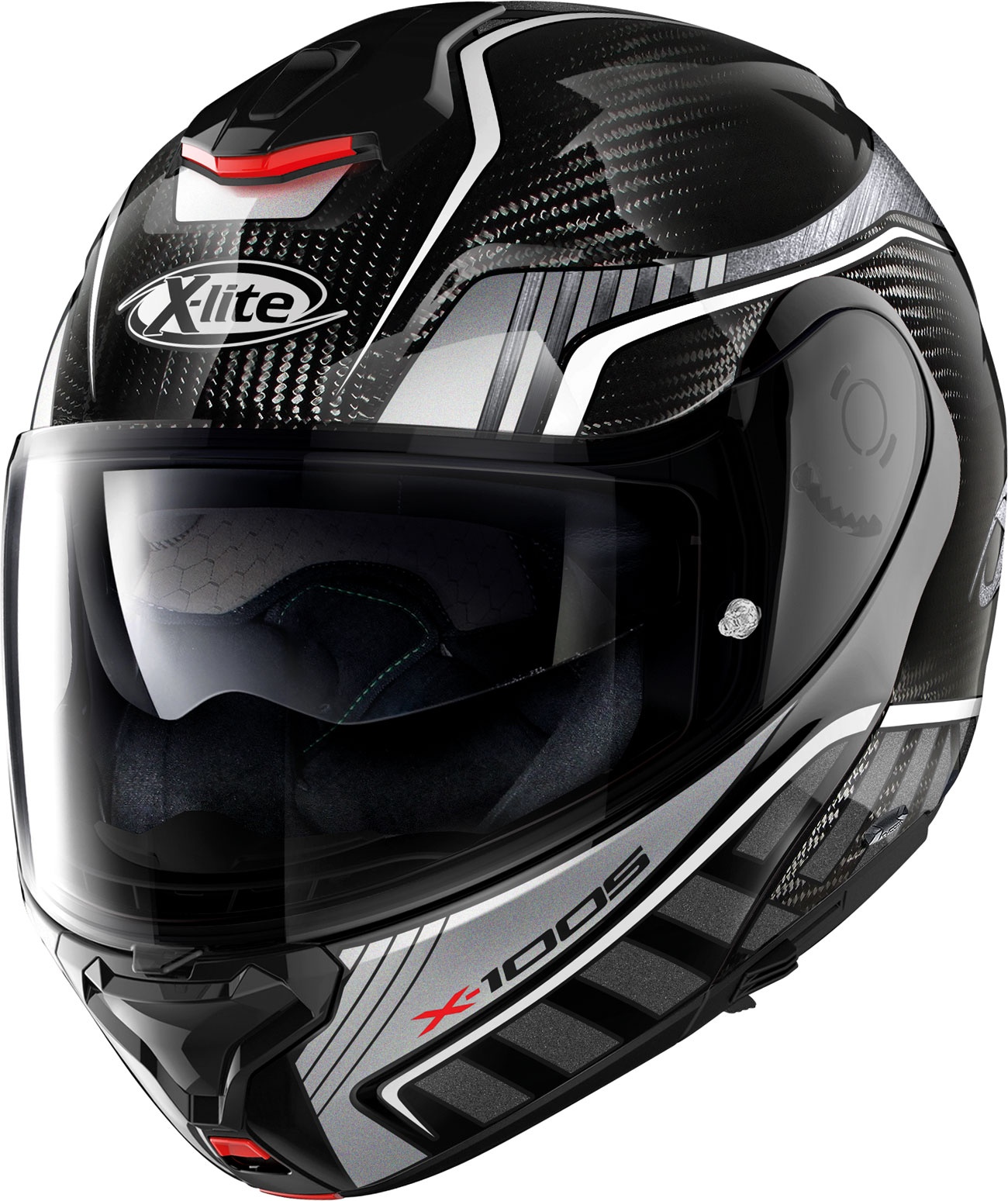 X-Lite X-1005 Ultra Carbon Cheyenne N-Com, casque à bascule - Noir/Gris/Blanc - XL