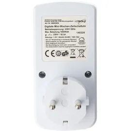 Heitech Digitale Zeitschaltuhr mit Kindersicherung, Mini Zeitschaltuhr bis max. 16A, 1800W, 10 Schaltprogramme für 24 Stunden /