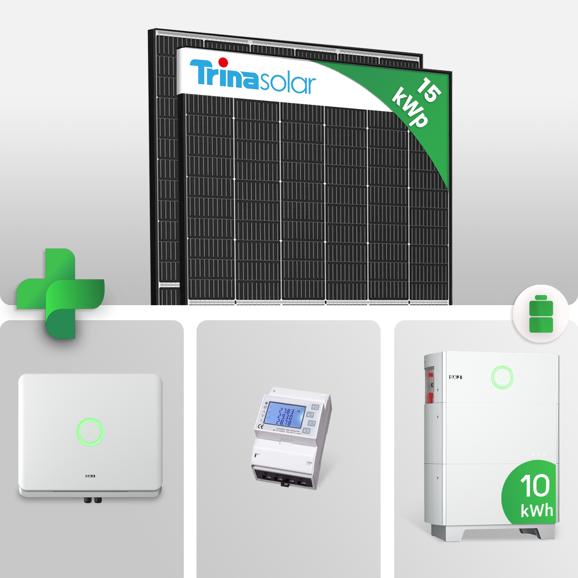 15 kWp PV-Komplettpaket mit 10 kWh Batterie | Trina Vertex S+ 435W