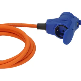 Brennenstuhl Camping CEE-Verlängerungskabel mit CEE-Stecker und Winkelkupplung inkl. Schutzkontakt-Kombisteckdose mit LED Spannungsanzeige (10m, orange
