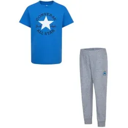 Converse Unisex für Kinder. 8CG581 Jogginghose und T-Shirt im Set grau, blau, seziert (4años= 96/104 cm), Lässig, Baumwolle, Kurzarm, Kinder