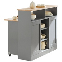 SoBuy Küchenwagen »FSB36«, Sideboard mit Schiebetüren Kücheninsel mit erweiterbarer Arbeitsfläche grau