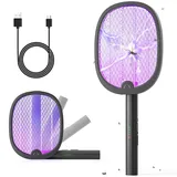 YISSVIC Elektrische Fliegenklatsche Extra Stark 4000V 1800mAh 2 in 1 USB-C wiederaufladbar Klappbar Elektro Mückenklatsche mit UV-Licht Fall Schwarz 1 STK.