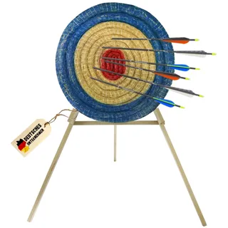 Runde Strohscheibe Deluxe - Ø 80 cm | Dicke: 8 cm | blau-rot, Zielscheibe für Pfeil und Bogen, Bogenschießen Kinder Erwachsene - Stroh Ziel ohne Ständer