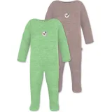 Normani Outdoor Sports 2er Pack MERINO Baby Merino Strampler „Levin" in Grün/Rosa | Gr.: 74