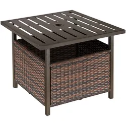 Outsunny Rattan-Beistelltisch Stahl, PE-Rattan