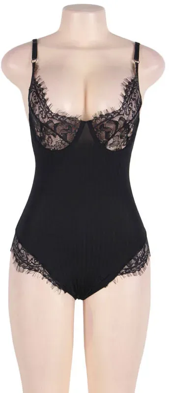SUBBLIME  Queen Plus Body mit transparenten Elementen und schwarzen Fransen