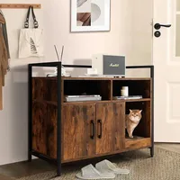 Costway Katzenhöhle Schrank Katzentoilette mit Doppeltüren, Braun