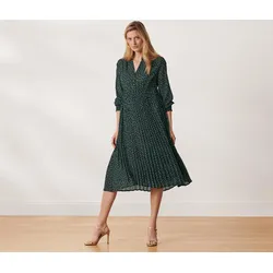Tchibo - Gepunktetes Midikleid - Damen - Gr. 42 - dunkelgrün/gepunktet