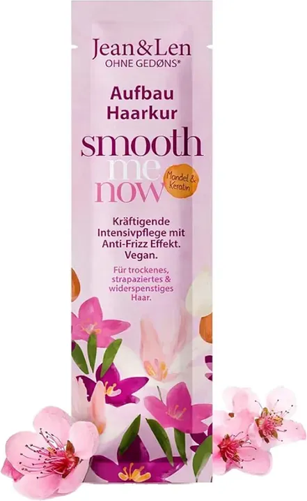Jean & Len Haarbehandlung Mandel & Keratin, für stark strukturiertes Haar, repariert und reduziert Spliss und Haarbruch, glättet die Haarstruktur, Haarbehandlung ohne Parabene & Silikone 20ml