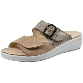 ROHDE Damen Pantolette Leder Zierschnalle Druck Wechselfußbett Rivella 5727, Größe:39 EU, Farbe:Beige - 39